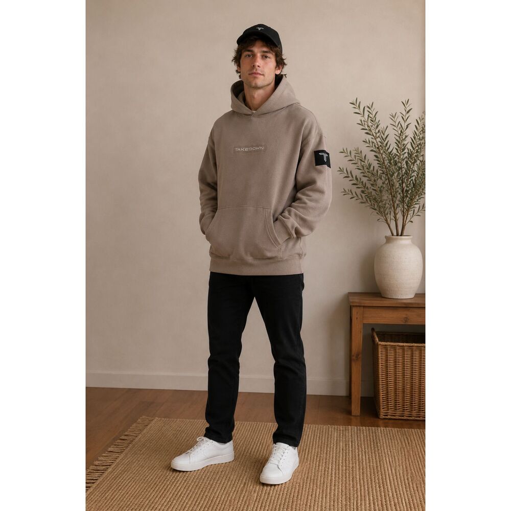 Takedown Taupe Hoodie Sweatshirt Small Neutral Pullover Streetwear